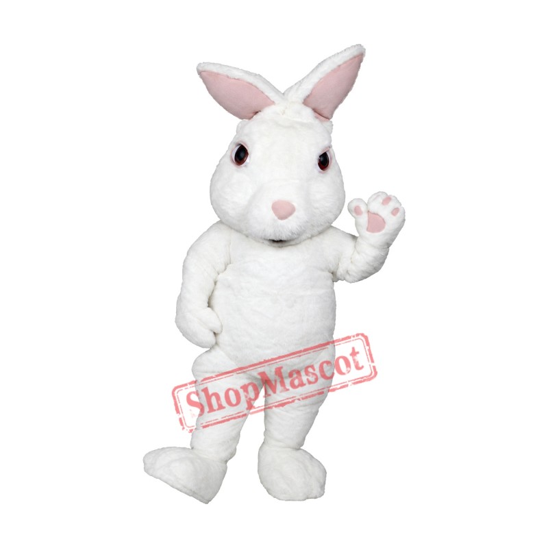 White Fuzzy Bunny Mascot Costume White Fuzzy Bunny Mascot Costume
