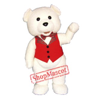 White Teddy Bear Mascot Costume