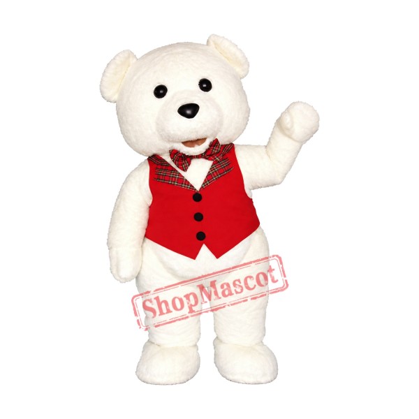 White Teddy Bear Mascot Costume
