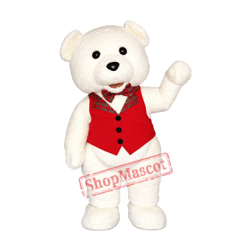 White Teddy Bear Mascot Costume White Teddy Bear Mascot Costume