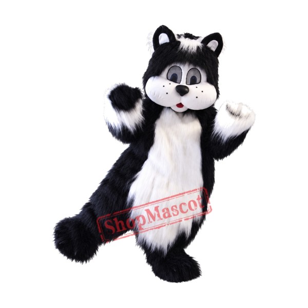 High Quality Black & White Cat Mascot Costume