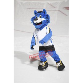 Blue Furry Tiger Mascot Costume