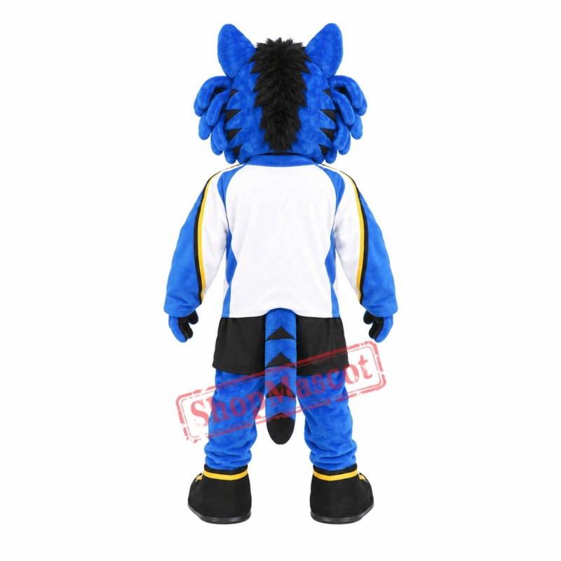 Blue Furry Tiger Mascot Costume