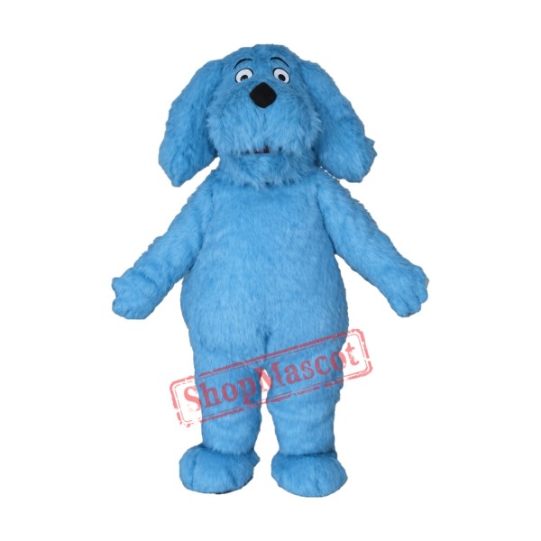 Blue Furry Dog Mascot Costume