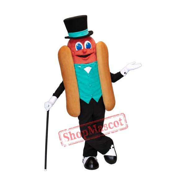 Gentleman Hot Dog Mascot Costume Gentleman Hot Dog Mascot Costume