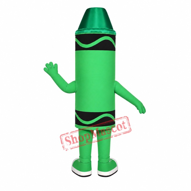 Green Crayon Mascot Costume Green Crayon Mascot Costume
