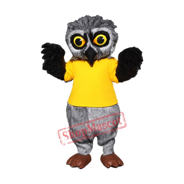 Grey Furry Owl Mascot Costume Grey Furry Owl Mascot Costume