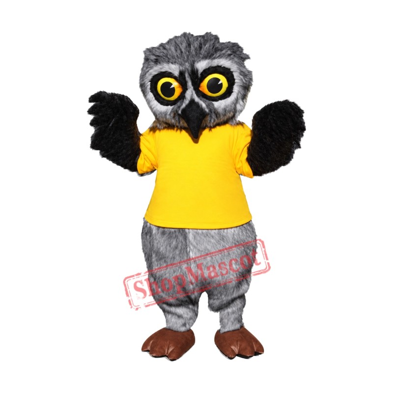 Grey Furry Owl Mascot Costume Grey Furry Owl Mascot Costume