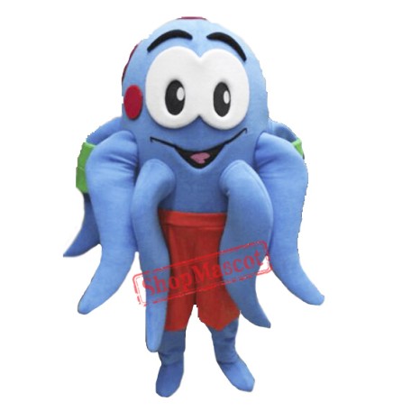 Blue Octopus Mascot Costume