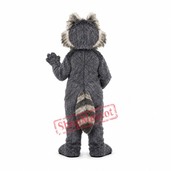 Grey Fluffy Wolf Mascot Costume