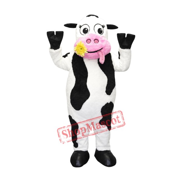 White & Black & Pink  Cow Mascot Costume