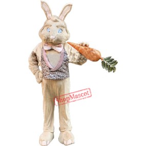 Tan Bunny Rabbit Mascot Costume