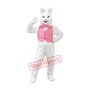 Happy White Bunny Rabbit Mascot Costume