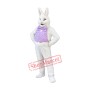 Confident White Bunny Rabbit Mascot Costume