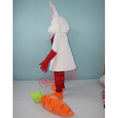 White Bunny Rabbit with Carrot Mascot Costume