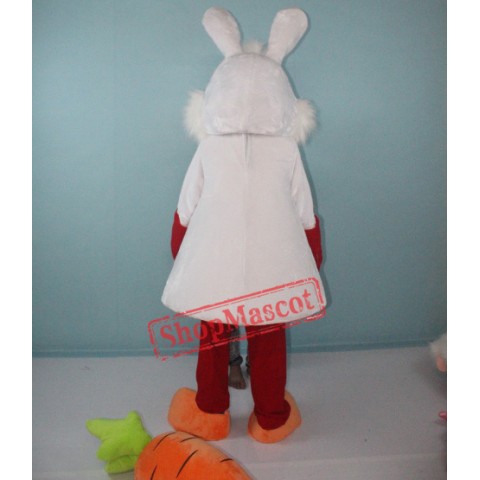White Bunny Rabbit with Carrot Mascot Costume