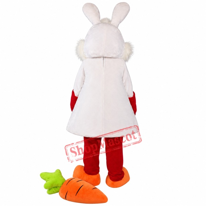 White Bunny Rabbit with Carrot Mascot Costume White Bunny Rabbit with Carrot Mascot Costume
