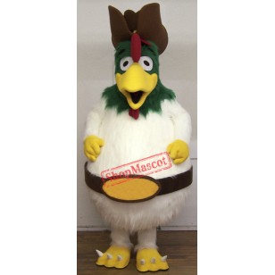 White Furry Rooster Mascot Costume
