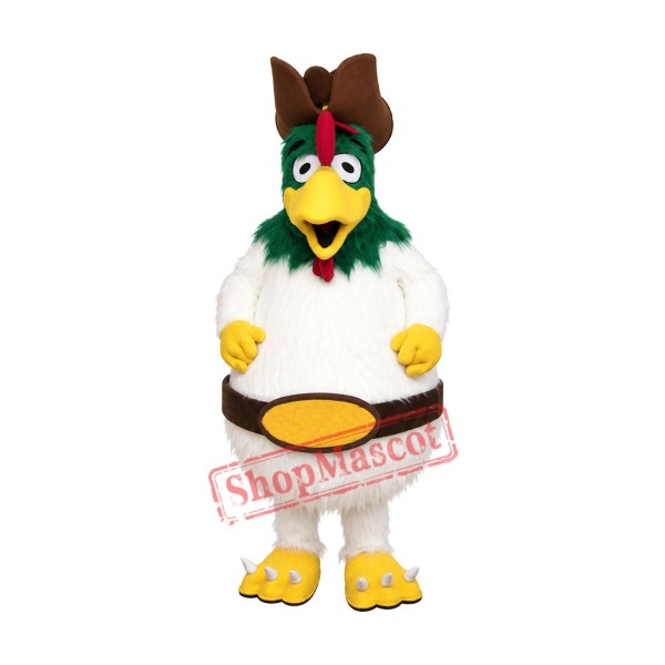 White Furry Rooster Mascot Costume