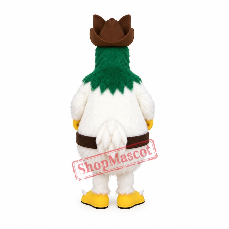 White Furry Rooster Mascot Costume