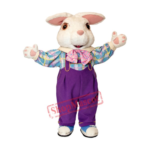 White Furry Easter Bunny Mascot Costume