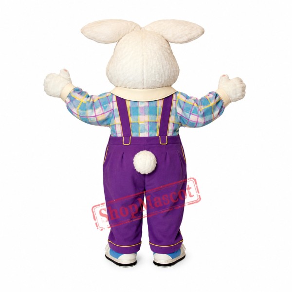 White Furry Easter Bunny Mascot Costume White Furry Easter Bunny Mascot Costume