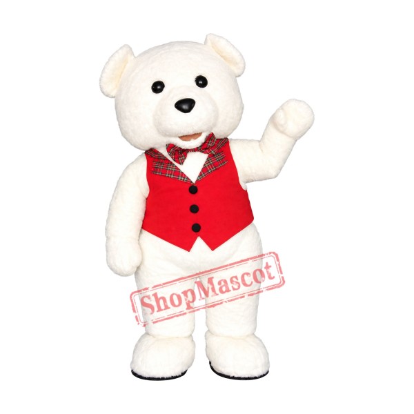 High Quality White Teddy Bear Mascot Costume