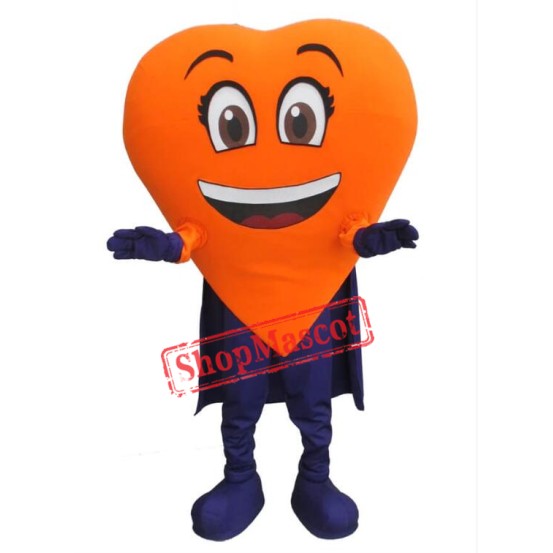 Orange Heart Mascot Costume