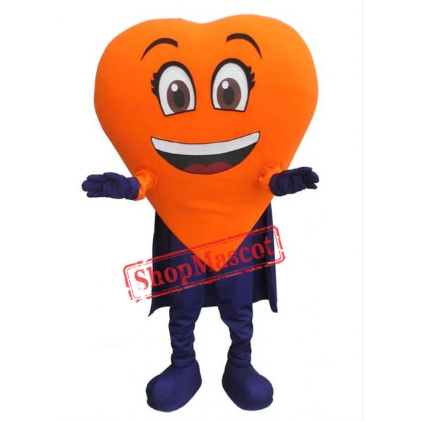 Orange Heart Mascot Costume