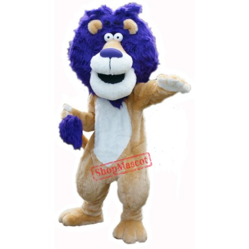 Blue Hair Lion Mascot Costume