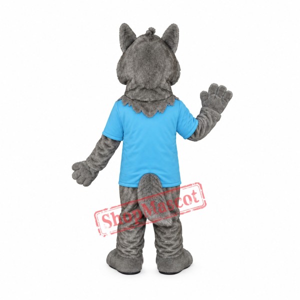 Friendly Grey Wolf Mascot Costume Friendly Grey Wolf Mascot Costume