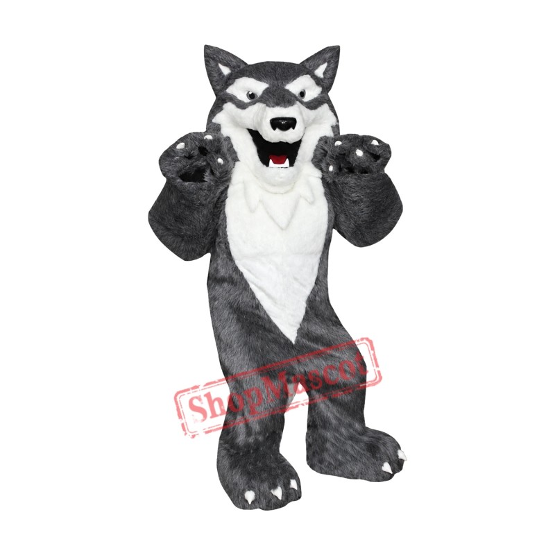 Grey & White Wolf Mascot Costume Grey & White Wolf Mascot Costume