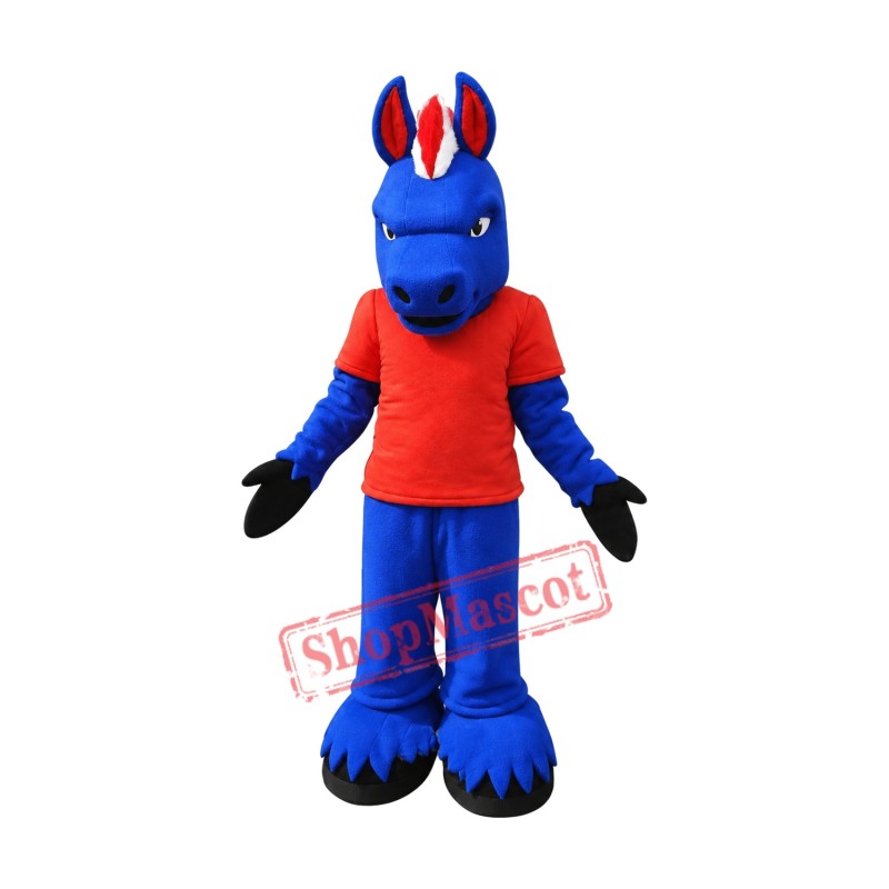 Fierce Blue Horse Mascot Costume