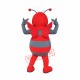 Grey & Red Bee Mascot Costume Grey & Red Bee Mascot Costume