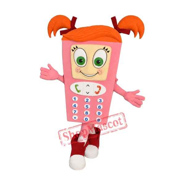 Pink Girl Cell Phone Mascot Costume Pink Girl Cell Phone Mascot Costume