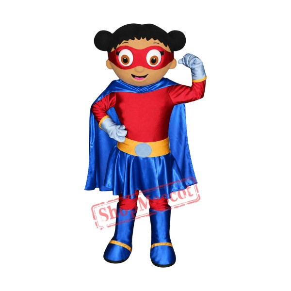 Super Hero Girl Mascot Costume Super Hero Girl Mascot Costume