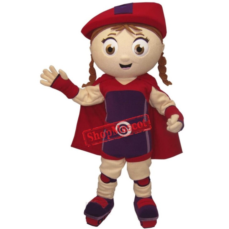 Red Super Girl Mascot Costume