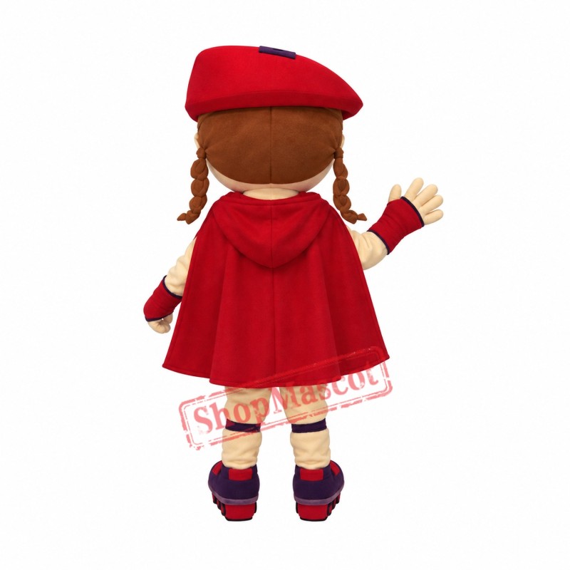 Red Super Girl Mascot Costume Red Super Girl Mascot Costume