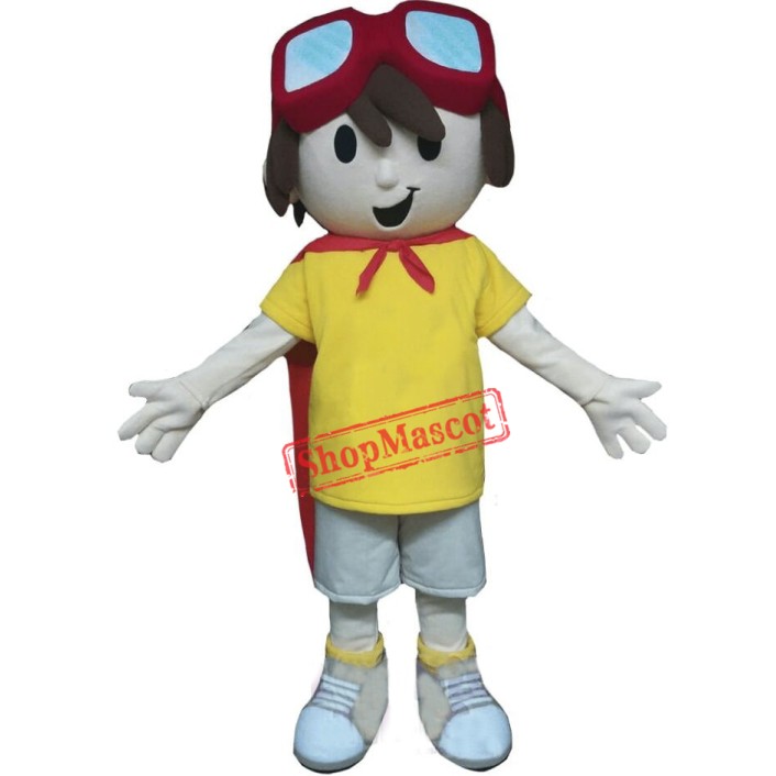 Cute Super Boy Mascot Costume
