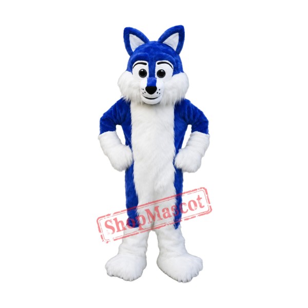 Blue Furry Husky Mascot Costume