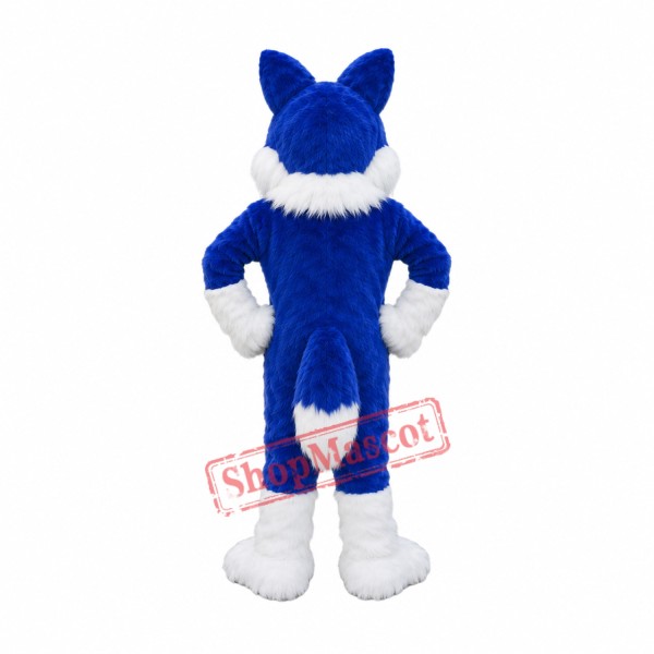 Blue Furry Husky Mascot Costume