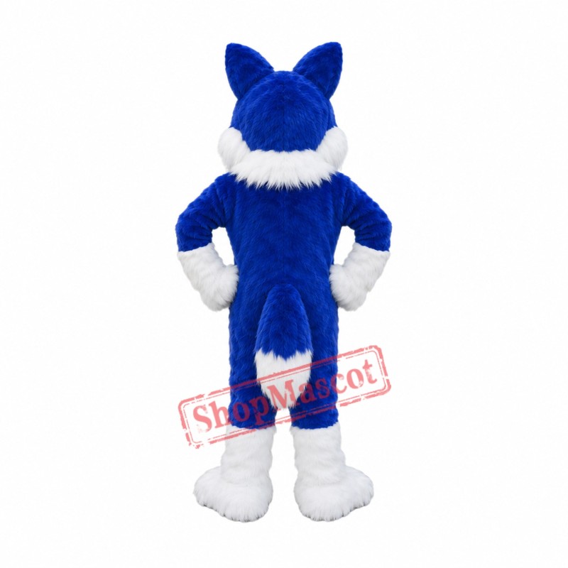 Blue Furry Husky Mascot Costume