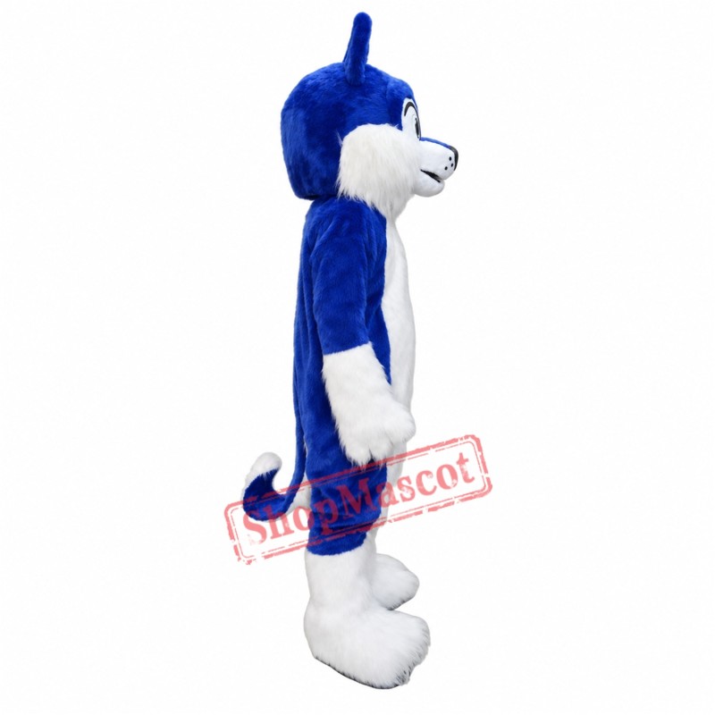 Blue Furry Husky Mascot Costume