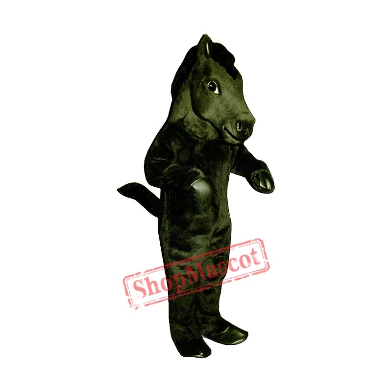 Black Mustang Mascot Costume Black Mustang Mascot Costume