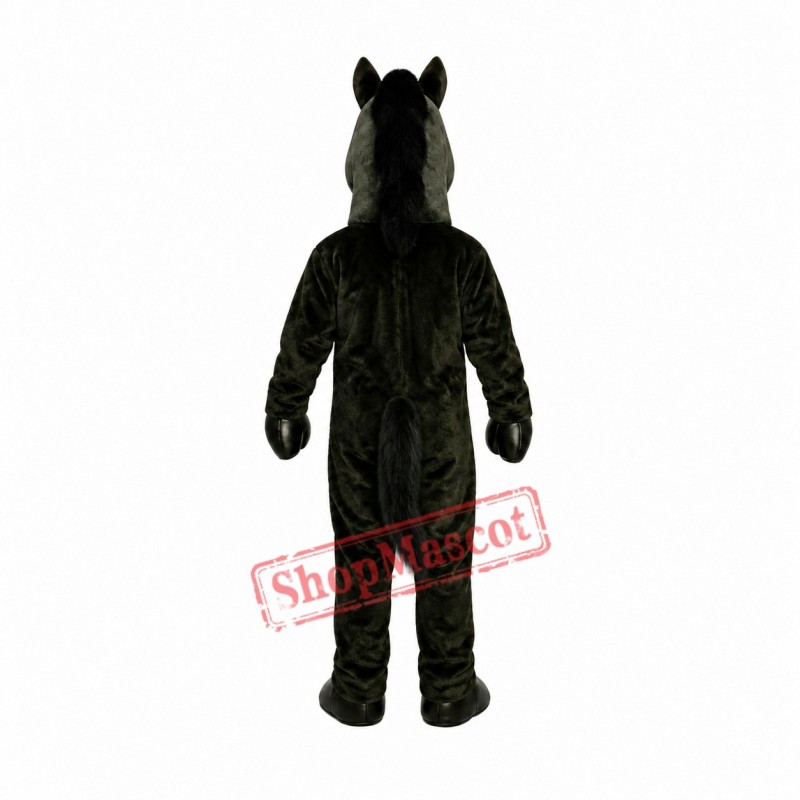 Black Mustang Mascot Costume Black Mustang Mascot Costume