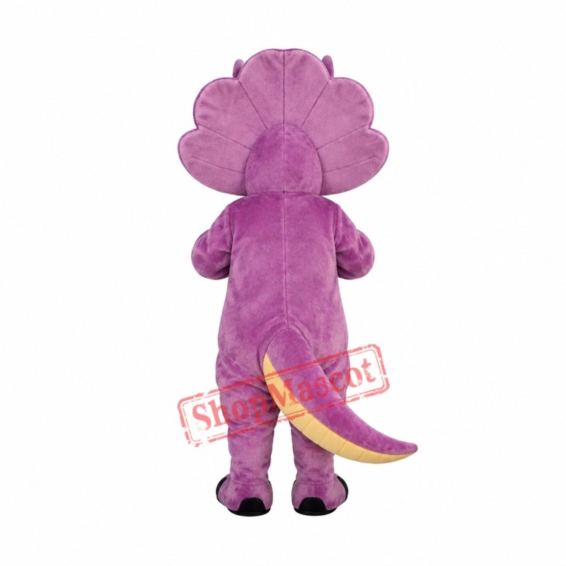 Purple Triceratops Dinosaur Mascot Costume Purple Triceratops Dinosaur Mascot Costume