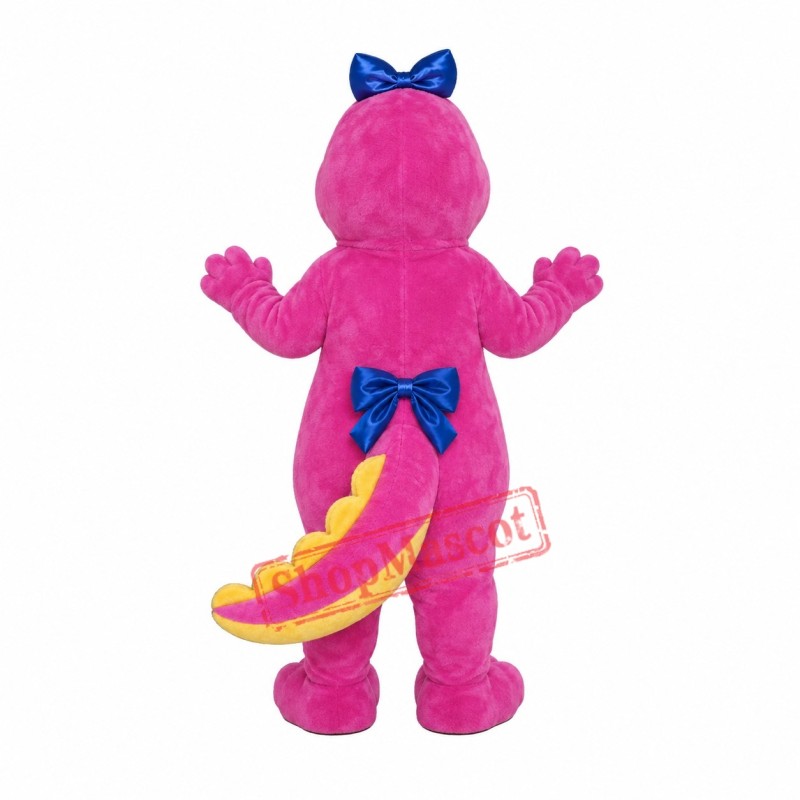 Dinah Dinosaur Bows Mascot Costume Dinah Dinosaur Bows Mascot Costume