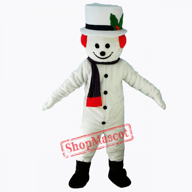 New Extra Round Snowman w Hat Scarf Mascot Costume