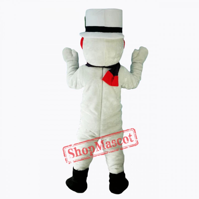 New Extra Round Snowman w Hat Scarf Mascot Costume