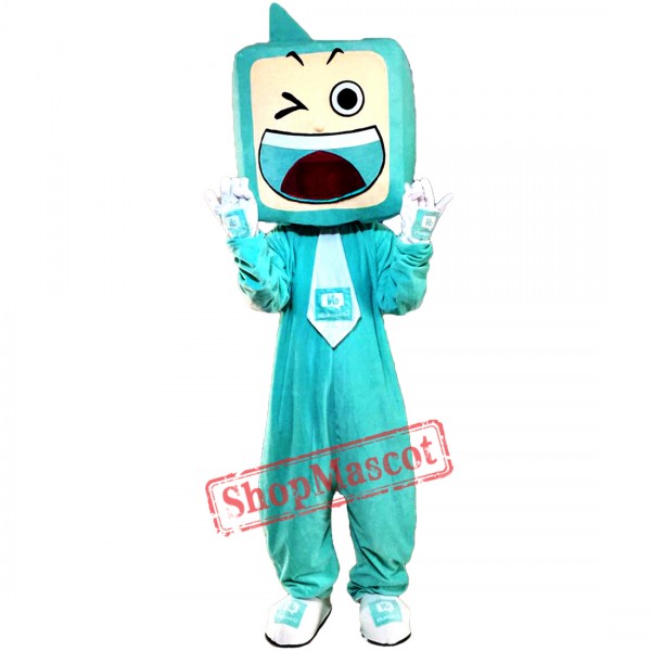 Green TV Set Mascot Costumes